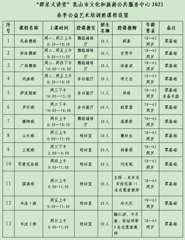 课程表